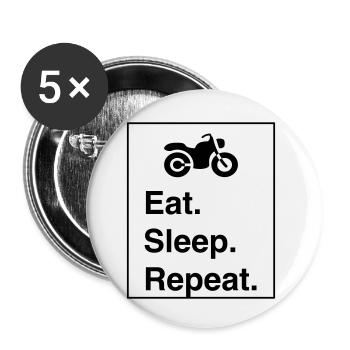 Cool "Ride Sleep Repeat" design for him and her - Buttons small 1''/25 mm (5-pack) - white - Front