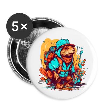 Die Maulwurfsratte ist bereit für ein Abenteuer - Buttons klein 25 mm (5er Pack) - Weiß - Vorne