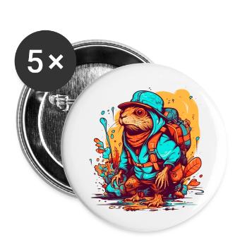 Maulwurfsratte sucht nach einem Abenteuer in Natur - Buttons klein 25 mm (5er Pack) - Weiß - Vorne