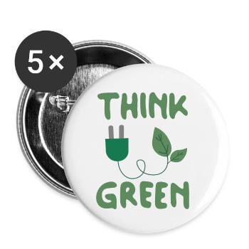 Think Green - Buttons klein 25 mm (5er Pack) - Weiß - Vorne