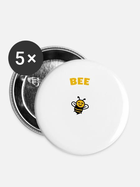 Bee awesome - Buttons klein 25 mm (5er Pack) - Weiß