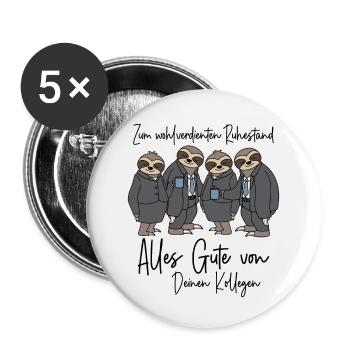 Abschied Kollege Rente Arbeitskollege Ruhestand - Buttons klein 25 mm (5er Pack) - Weiß - Vorne