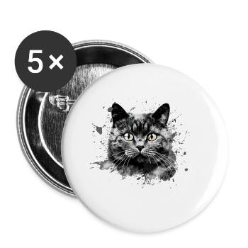British Shorthair Cat BKH Pedigree Cat Abstract - Buttons small 1''/25 mm (5-pack) - white - Front