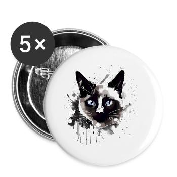Siamese Cat Breed Cat Abstract Siamese Cat - Buttons small 1''/25 mm (5-pack) - white - Front