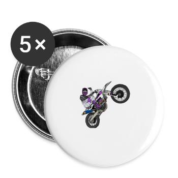 Motocross / Enduro / Freestyle mx / Dirtbike retro - Buttons small 1''/25 mm (5-pack) - white - Front