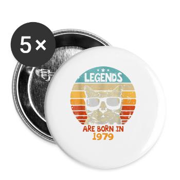 Die Legenden wurden 1979 geboren Jubiläumsgeschenk - Buttons klein 25 mm (5er Pack) - Weiß - Vorne