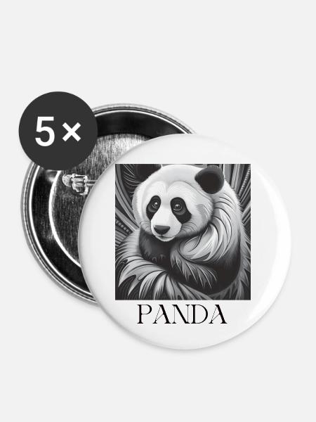 PANDA - Buttons klein 25 mm (5er Pack) - Weiß