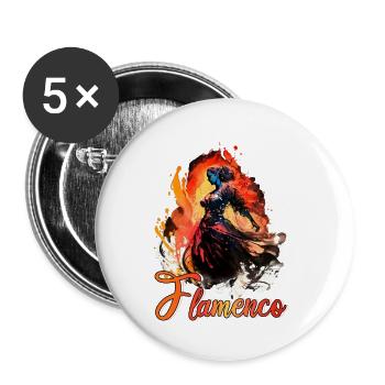 Flamenco Tanz Andalusien Spanischer Tanz - Buttons klein 25 mm (5er Pack) - Weiß - Vorne