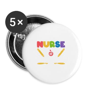 Infirmière scolaire de la maternelle Tiny Humans - Lot de 5 petits badges (25 mm) - blanc - Devant