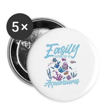 Easily Distracted By Aquariums Aquarium Owner Fish - Buttons small 1''/25 mm (5-pack) - white - Front