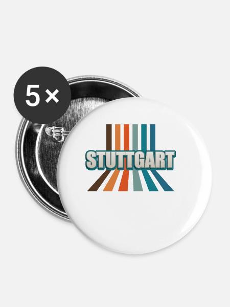 Stuttgartererin Stuttgarterer Stuttgarter - Buttons klein 25 mm (5er Pack) - Weiß