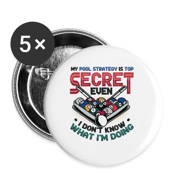 Lustiger Poolspieler, Billard-Pool-Liga - Buttons klein 25 mm (5er Pack) - Weiß - Vorne