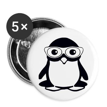 Penguin with glasses, vector illustration - Buttons small 1''/25 mm (5-pack) - white - Front