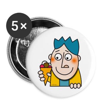 « crème glacée » - Lot de 5 petits badges (25 mm) - blanc - Devant