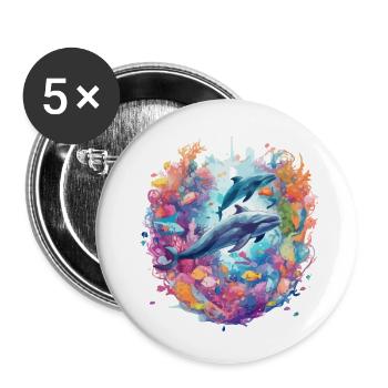 Les baleines - Lot de 5 petits badges (25 mm) - blanc - Devant