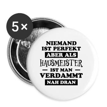 Hausmeister Lustiger Spruch Hausverwalter Geschenk - Buttons klein 25 mm (5er Pack) - Weiß - Vorne