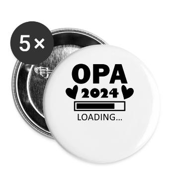 Opa 2024 - Opa werden - Opa Loading 2024 - Buttons klein 25 mm (5er Pack) - Weiß - Vorne