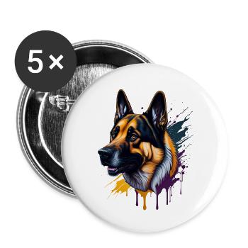 Berger Allemand Berger Allemand SplashArt - Lot de 5 petits badges (25 mm) - blanc - Devant