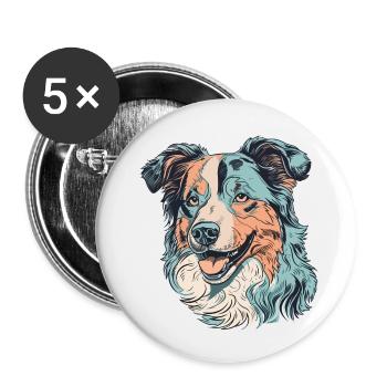 Australischer Schäferhund - Buttons klein 25 mm (5er Pack) - Weiß - Vorne
