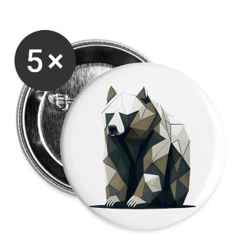 Minimalistischer Bär - Buttons klein 25 mm (5er Pack) - Weiß - Vorne