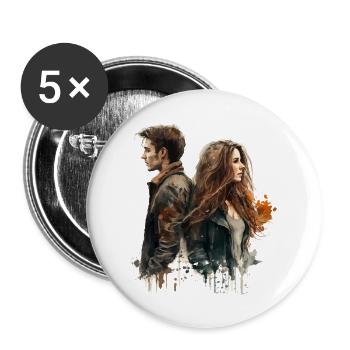 Loving Couple Gift - Buttons small 1''/25 mm (5-pack) - white - Front