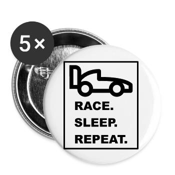 Cool "Race Sleep Repeat" design for him and her - Buttons small 1''/25 mm (5-pack) - white - Front