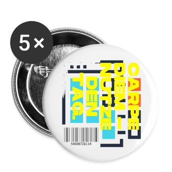 Carpe Diem Nutze den Tag - Buttons klein 25 mm (5er Pack) - Weiß - Vorne
