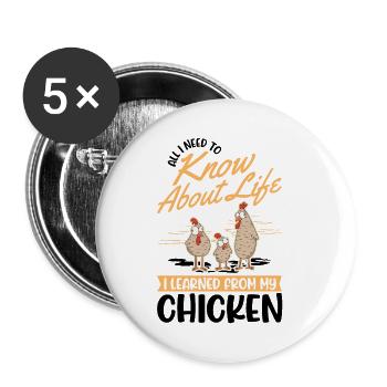 Poulets Élevage de poulets Éleveur de poulets - Lot de 5 petits badges (25 mm) - blanc - Devant