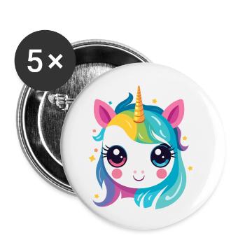 Une licorne arc-en-ciel - Lot de 5 petits badges (25 mm) - blanc - Devant