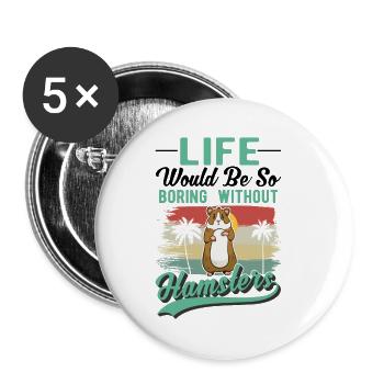 Hamster Besitzer Goldhamster Hamster - Buttons klein 25 mm (5er Pack) - Weiß - Vorne