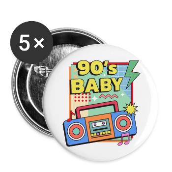 bébé des années 90 - Lot de 5 petits badges (25 mm) - blanc - Devant