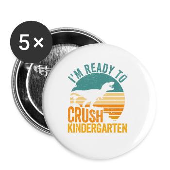 I'm ready to nursery dinosaurs back - Buttons small 1''/25 mm (5-pack) - white - Front