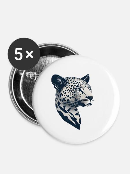 Einfaches Design Lephard-Kopf - Buttons klein 25 mm (5er Pack) - Weiß