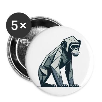 Polygon-Affe - Buttons klein 25 mm (5er Pack) - Weiß - Vorne
