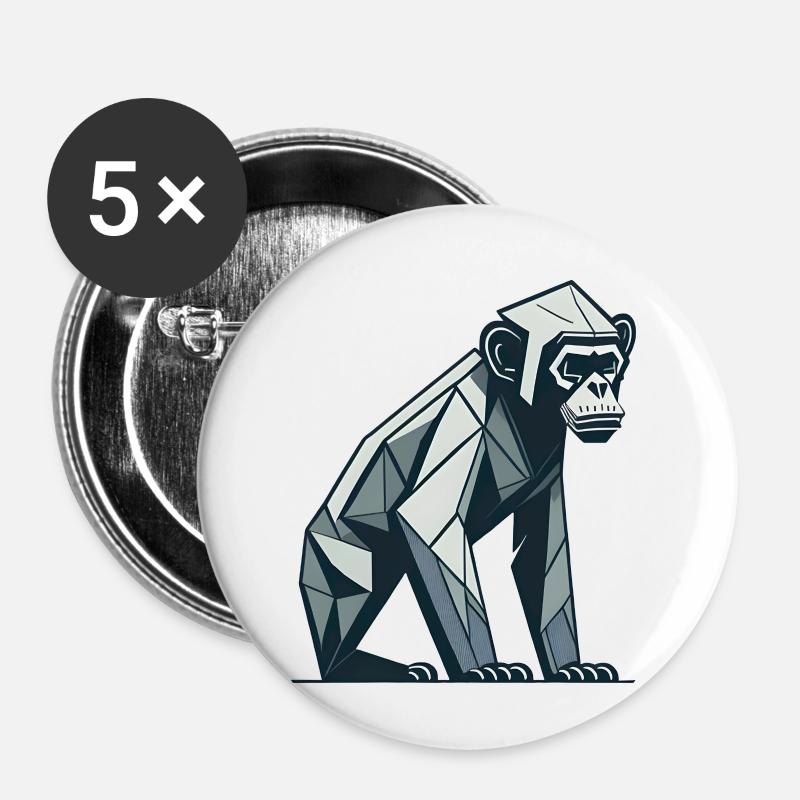 Polygon Monkey - Buttons small 1''/25 mm (5-pack) - white