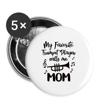 Trompette, instrument à vent, musicien, trompettiste - Lot de 5 petits badges (25 mm) - blanc - Devant