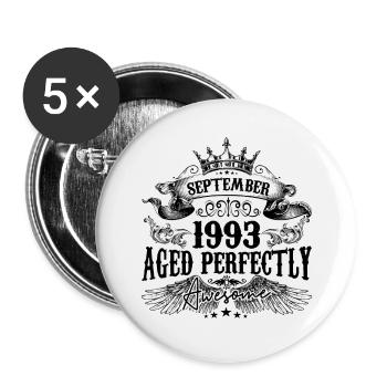 Anniversaire 1993 Septembre 1993 né en Septembre - Lot de 5 petits badges (25 mm) - blanc - Devant