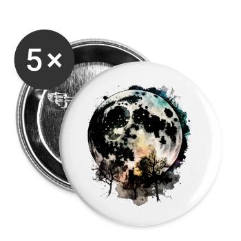 Mond Weltall Bäume - Buttons klein 25 mm (5er Pack) - Weiß - Vorne