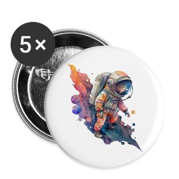 Astronaut Weltall Wasserfarben - Buttons klein 25 mm (5er Pack) - Weiß - Vorne