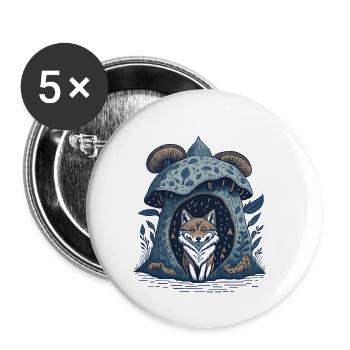 Pilz Hütte Wolf - Buttons klein 25 mm (5er Pack) - Weiß - Vorne