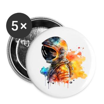 Astronaut Portrait Wasserfarben - Buttons klein 25 mm (5er Pack) - Weiß - Vorne