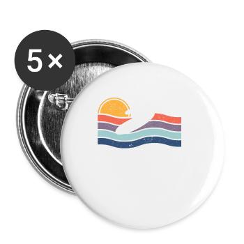 Vintage Surfing Surfer Surf Wakesurfing Wake Board - Lot de 5 petits badges (25 mm) - blanc - Devant