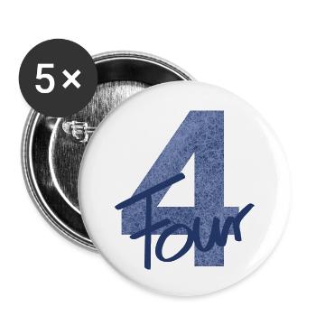 Zahl / Geburtstag / Vier / 4 / Vierter / Nummer - Buttons klein 25 mm (5er Pack) - Weiß - Vorne