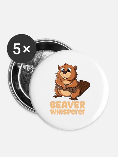Beaver Whisperer - Buttons klein 25 mm (5er Pack) - Weiß