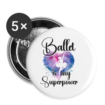 Ballet Danseuse Danse Ballerine - Lot de 5 petits badges (25 mm) - blanc - Devant