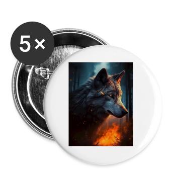 Lone Wolf in the fire forest - Buttons small 1''/25 mm (5-pack) - white - Front