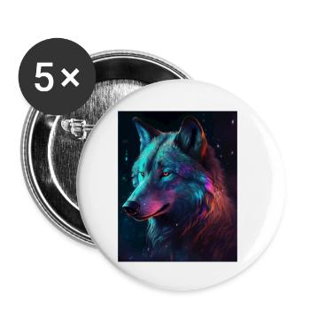 Wolf Galaxy Space Graphique Vabriant Couleur - Lot de 5 petits badges (25 mm) - blanc - Devant
