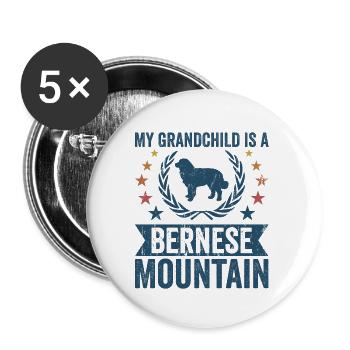 My grandchild is a Bernese mountain - Buttons small 1''/25 mm (5-pack) - white - Front