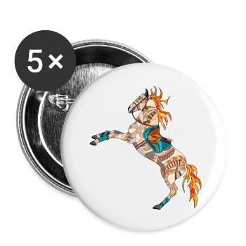 skurriles buntes Pferd - Buttons klein 25 mm (5er Pack) - Weiß - Vorne