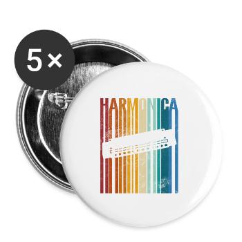 Harmonica Retro - Buttons klein 25 mm (5er Pack) - Weiß - Vorne